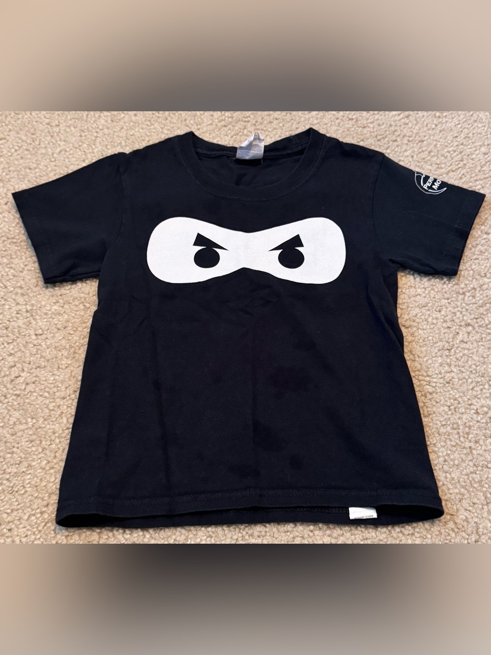 Port and Company Black Tee with White Ninja Eyes Graphic
